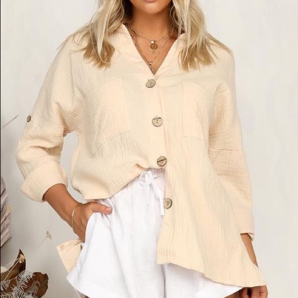 runway scout Tops - Runway Scout Round Again Shirt (Beige)